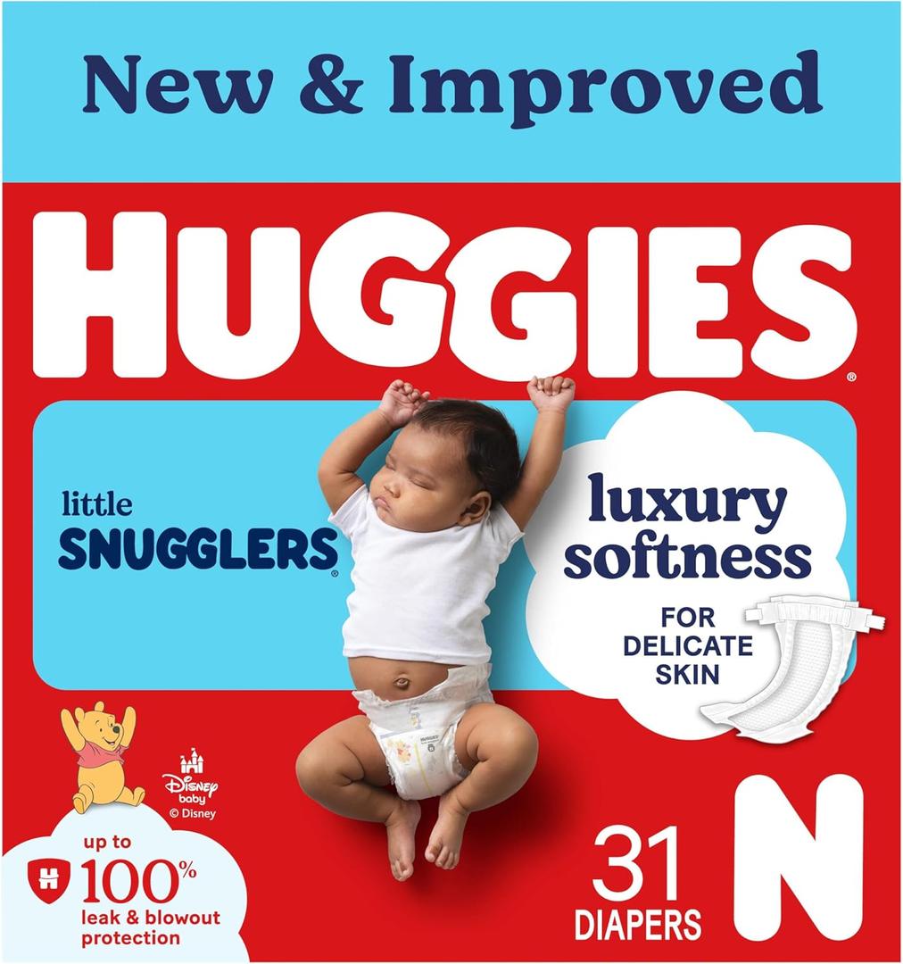 Huggies Size Newborn Diapers, Little Snugglers Baby Diapers, Size Newborn (up to 10 lbs), 31 Count,