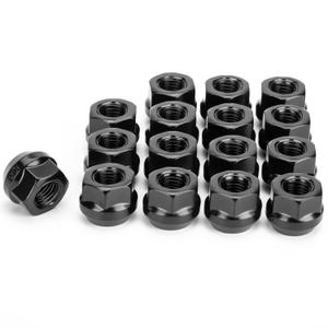 KSP 3/8"-24 Open Lug Nuts for ATV UTV Studs, 17mm Hex Small Open Ended Bulge Nuts fit Polaris RZR Sportsman Xplorer, 16pcs Skinny Aftermarket Wheel Lug Nuts Replacement for Factory Nuts (Black)