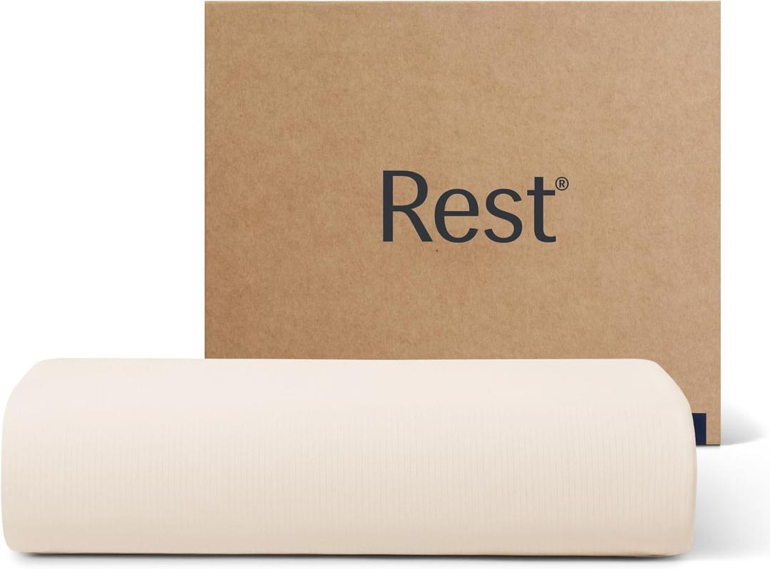 REST Evercool+ Flat Sheet Cali King/King Size, Breathable Luxury Bedding for Hot Sleeper and Night Sweats, Bed Sheet with Woven Ionic+ Self Cleaning Silver Yarn for Sensitive Skin, Snow Ivory (Cali King/King (104"X108"))