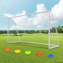 ORIENGEAR Soccer Goal, 12x6/10x6.5/8x6/6x4 Full Size Soccer Goals for Backyard, Soccer Net with Training Discs, Portable Soccer Goal for Kids and Adults with 1 Carry Bag, Porterias De Futbol
