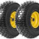 AR-PRO (2 Pack) 13 x 5.00-6" Tire and Wheel, Universal Tubeless Lawn Mower Tires with Rim, 3" Centered Hub and 3/4" Bushings - Fit for Most Riding Mower, Garden Lawn Tractor (Silver Rims)