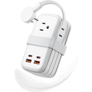 NTONPOWER GAN Ultra 65W USB Charging Station, 7 in 1 Travel Power Strip with 3 Outlets 4 USB (2 USB C), Extension Cord 4ft, Travel Essentials, Cruise Power Strip Compatible with MacBook, iPhone, White