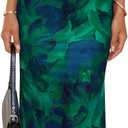 REORIA Women's 2026 Summer Floral Mesh Strapless Midi Dress Backless Beach Wedding Guest Cocktail Party Dresses Green Print Small