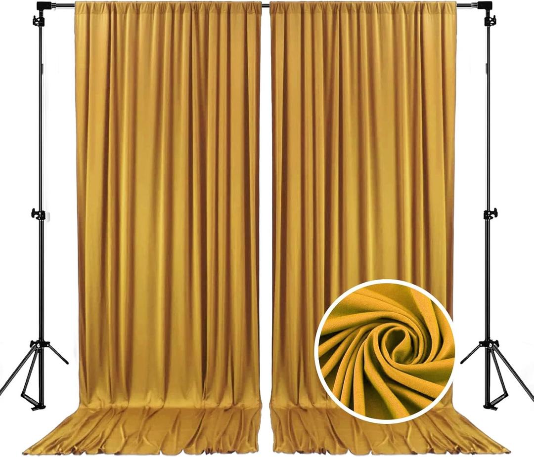 10 x 10 Feet Gold Backdrop Curtain for Partie, Background Curtains for Photoshoot, Birthday, Wedding, Halloween, Thanksgiving, Christmas, New Year Party Decorations 5Ft x 10Ft, 2 Panels