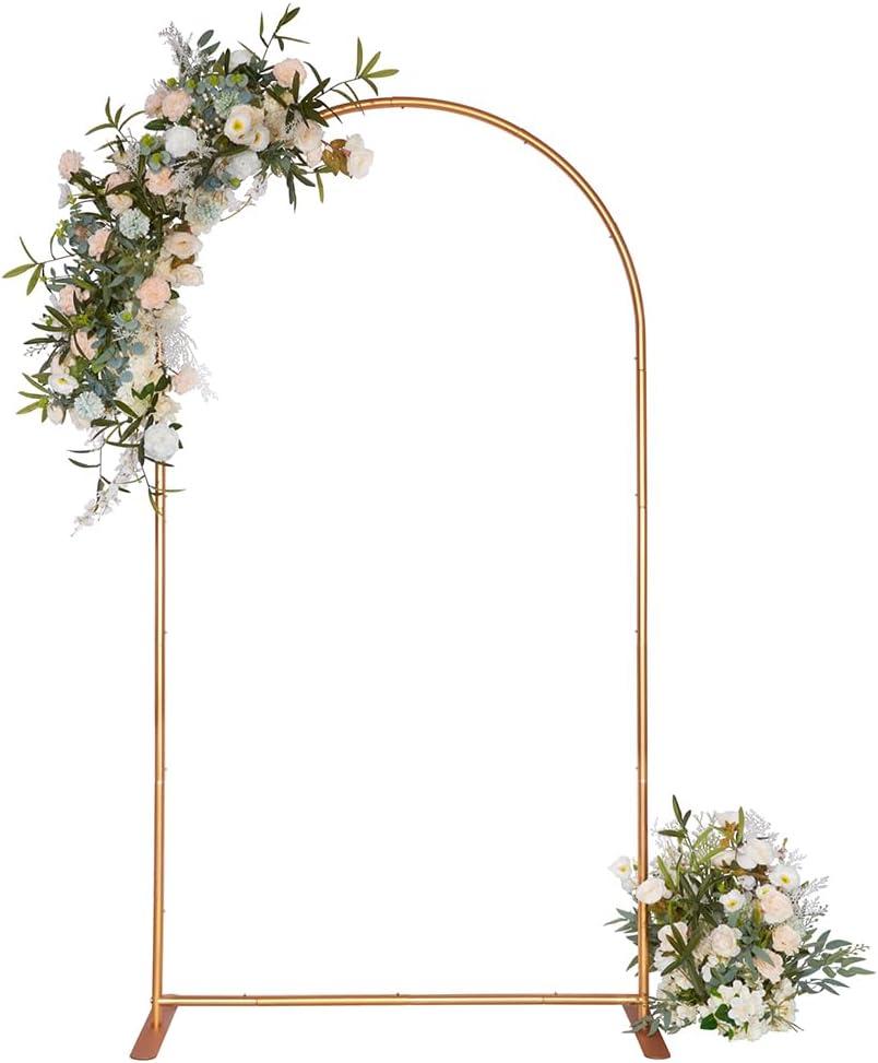 Arch Backdrop Stand - Gold Aluminum Arch Frame, Reusable Balloon Garland Arch Kit for Wedding, Birthday, Baby Shower, Graduation Decorations-7.2 FT