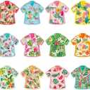 48Pcs Hawaiian Flower Shirt Cutouts Summer Bulletin Board Decorations Colorful Flower Shirt Paper Cut-Outs Tropical Theme Cutouts for Summer Party Home Office School Classroom Decor
