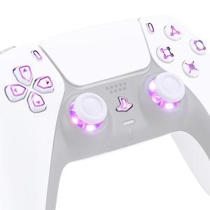 eXtremeRate Multi-Colors Luminated Dpad Thumbstick Share Home Face Buttons for PS5 Controller BDM-010 BDM-020, White Classical Symbols Buttons DTF V3 LED Kit for PS5 Controller - Without Controller