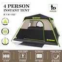 4/6/8 Person Instant Tent, Waterproof Pop Up Tents for Camping with Rainfly, 60 Seconds Easy Setup, Automatic Cabin Tent for Family Camping with Expandable Carry Bag & Upgraded Ventilation (Black)