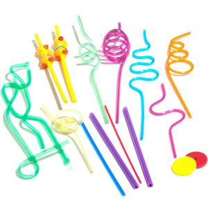 TalkTools Premium Drinking Crazy Straws - Fun Drinking Straws Silly Colorful Drinking Straws Crazy Straws For Kids Colorful Reusable Swirly Twisty Loop Straws For Party - 17pack