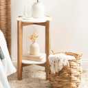 Kate and Laurel Livia Modern Woven Storage Basket, 13 x 13, Natural Water Hyacinth, Boho Wicker Basket for Use as Nursery Storage, Mini Laundry Basket, or Living Room Blanket Basket