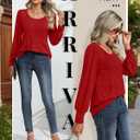 Ficerd Women's Puff Long Sleeve Tunic Tops Pleated Crew Neck Blouses Dressy Casual Loose Fit Fall and Winter Shirts (M)