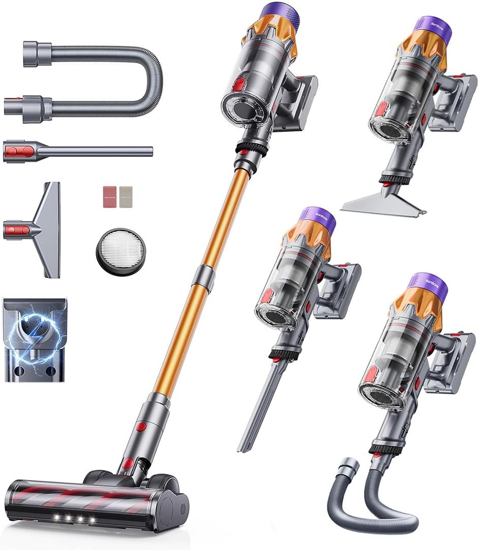 Cordless Vacuum Cleaner, 650W 55KPA 70Mins Vacuum Cleaners for Home, Stick Vacuum with Self-Standing, Wall Mount Dock, 3.3Ft Hose, Aromatherapy, Household Vacuum for Pet Hair/Carpets/HardwoodX7A Pro
