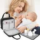 Wearable Breast Pump Bag with Cooler Compartment Compatible with Momcozy M5/S12 Pro, Elvie & Medela Pump in Style, Carrying Case with a Ice Pack & Waterproof Mat for Breast Pump and Accessories, Black