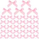 Joez Wonderful 35 Pcs Mini Pink Ribbon Bows, Cute Soft Bowknot Sewing Accessories, Small Satin Ribbon Bow for Flowers Bakery Wrapping Christmas Wedding Birthday Party Decoration, Set of 2