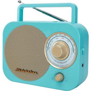 Studebaker SB2000TG Turquoise/Gold Retro Classic Portable AM/FM Radio with Aux Input Limited Edition