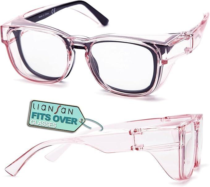 LianSan Safety Glasses Over Eyeglasses for Women - Anti-Fog Goggles Fit Over Prescription Eyewear for ANSI Z87.1 Certified