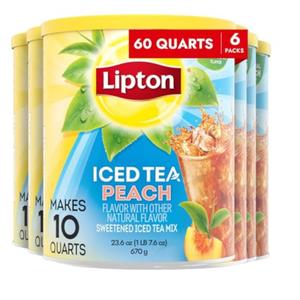 Lipton Iced Tea Mix, Peach Sweetened 10 qt (pack of 6), Best Before: DEC/12/25