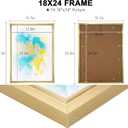 GULETHUN 18x24 Picture Frame, Gold Poster Frame, Home Decor Natural Gallery Frames, Horizontal or Vertical Format, Sturdy, Plexiglass, Large Wall Decor, for Photos, Artworks, Posters