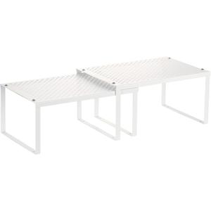 NEX Kitchen Cabinet and Counter Pantry Shelf Organizer, Expandable & Stackable, White