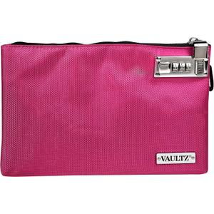 Vaultz Money Bag with Lock - 7 x 10 Inches, Men & Women's Locking Accessories Pouch for Cash, Bank Deposits, Wallet, Medicine, Phone and Credit Cards - Pink