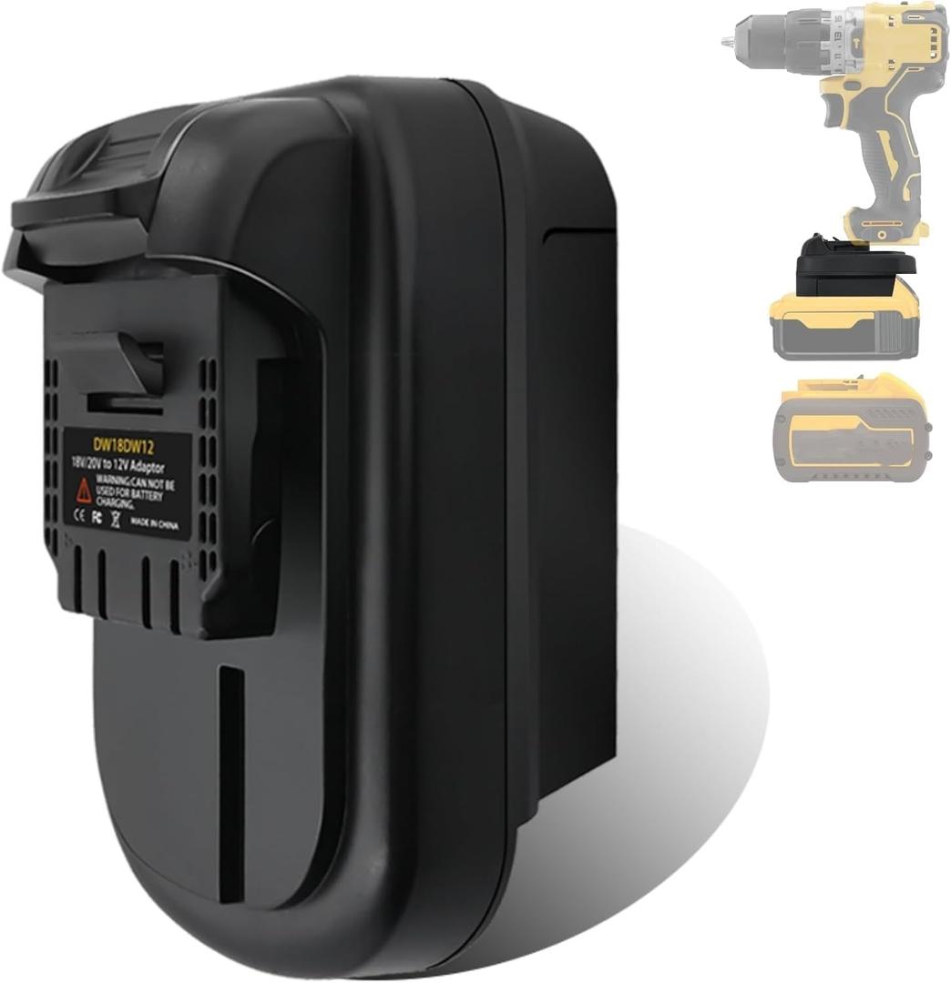 Convert for DeWalt 20V Battery Adapter to 12V, Convert for DeWat 20V 60V Battery to 12v Batery Replacement, Work for DeWalt 12V Cordless Tools Below 240W (Only DM18DW12 Adapter Included)