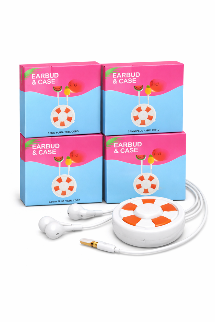 Wired Earbuds W/Case Pack Of 4