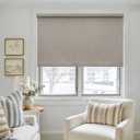 Burlywood Birch 100% Blackout Roller Shades for Window Room Darkening Thermal Insulated UV Protection Cordless Free-Stop Window Blinds for Bedroom Home Office Door Protect Privacy 46" W x 72" H