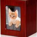 PCS Cat Urn - Photo Urn for Ashes, Cremation Box, Red-Small (S(0-25lbs))