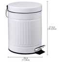 5 L Round Step Pet Trash with Lid,Mini Metal Pedal Bin,Small Garbage Can Wastebasket for Home,Car or OfficeWhite