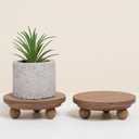 Defined Deco Mini Wood Risers for Display, Small 5"Round Rustic Pedestal Display Stand (Set of 2, Wood)