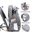 Babelio Grid Wizard Diaper Bag Backpack - Multi Function Waterproof Diaper Bag, Travel Essentials Baby Bag with Insulated Bottle Holders, Baby Shower Gifts, Grey, Regular - 20L