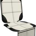 Car Seat Protector 1 Pack Car Seat Cushion Mat Thickest Padding,Waterproof 600D Fabric Car Seat Covers for Non-Slip Backing Mesh Pockets for Baby and Pet (Beige, 1 Pc)