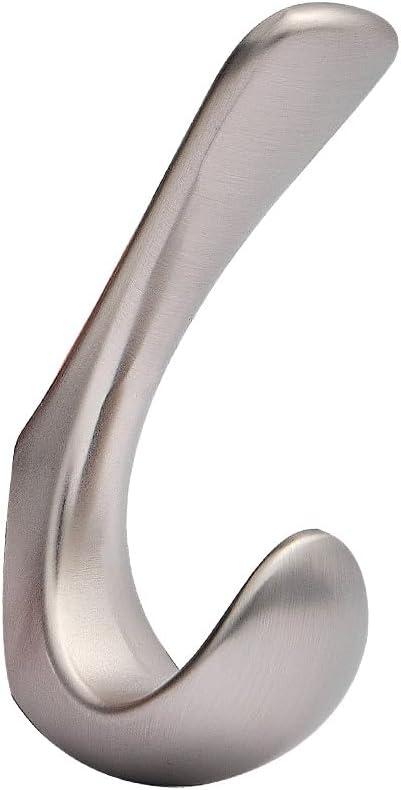 HARPOON 5 Pack Towel Hooks for Bathrooms Wall Mounted, Brushed Satin Nickel Bathroom Hooks for Towels, Robe & Towel Hook for Wall, 3.5 Inch Modern Bath Towel Hook