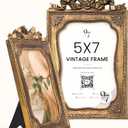 97 Decor 5x7 Vintage Picture Frame - 5x7 Picture Frame Antique, Ornate Gold Frames 5 x 7, Small 5 x 7 Picture Frames Wall Hanging For Home Decor