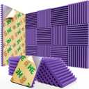 12 Pack Sound Proof Foam Panels for Walls,Self-Adhesive Foam Acoustic Panels Sound Absorbing,High Density Quick-Recovery Soundproof Wall Panels 12" X 12" X 1"-Purple