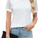 Blooming Jelly Womens Dressy Casual Blouses Short Sleeve Waffle Knit Pleated Business Tops Ladies Summer Trendy Work Shirts (Medium, White)