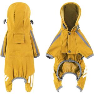 Dog Raincoat with Hood, Waterproof Reflective Rain Jacket for Small Medium Large Dogs - Lightweight Poncho Design with Leash Hole, Outdoor Walking Adventure Puppy Coat (Medium,Yellow)
