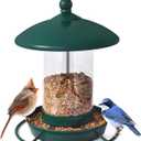 Metal Roof Bird Feeder for Outdoors - 360 Feeding Perch. Green