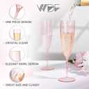 WDF 36PCS Pink Champagne Flutes Plastic - 6OZ Pink Disposable Champagne Flutes Party Supplies for Birthday Parties Baby Shower Wedding Spring Mother's Day