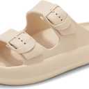 Womens Platform Cloud Slides with Arch Support, Adjustable Double Buckle Recovery Sandals, Comfort Lightweight Ultra Cushion Wedge Sandal