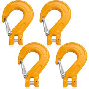 4 Pcs 3/8 Inch Clevis Slip Hook with Safety Latch G80 Drop Forged Alloy Steel Heavy Duty Chain Hooks 4400 Lbs Load Limit for Trailer Towing Vehicle