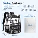 Sisipoet Clear Backpack for School, PVC Clear Bookbag Heavy Duty Transparent Backpack for Stadium Events See Through Bag