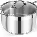 Kirecoo Stainless Steel Stock Pot - 8 Quart Heavy Duty Induction Cooking Pot with Visible Lid for Pasta, Soup, Spaghetti, Nonstick Thick Bottom Big Stockpot, Deep Cookware for Canning, Boiling, Simmer
