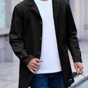 Mens Trench Coat Slim Fit Single Breasted Casual Long Jacket Lightweight Lapel Fall Windbreaker Overcoat (Black, S)