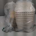 Bagnizer Small Plastic Storage Bins with Bamboo Lids 5.2qt Stackable Box Basket Pantry Decorative Containers Cute with Label for Organizing Desktop Closet Office Cream White of 6 packs 10*7.2*4.1'’