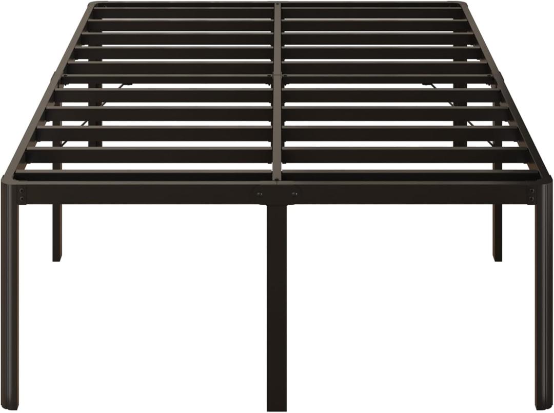 Yicensen 24 Inch High Queen Bed Frame Rounded Corner No Box Spring Needed, Heavy Duty Metal Queen Size Platform Bed Frame, Easy Assembly, Noise Free, Black