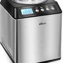 2.6 Qt Ice Cream Maker with Compressor, LCD Digital Display & Timer, No Pre-freezing, Countertop Gelato Makers, Automatic Ice Cream Machine for Homemade Use, Stainless Steel, 10-year Repair Service