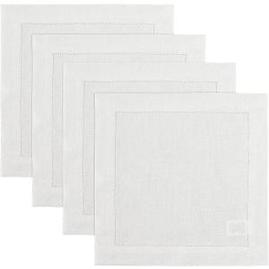 Solino Home Square Placemats Set of 4-100% Pure Linen White Cloth Placemats 14 x 14 Inch - Classic Hemstitch, Machine Washable Place Mats for Spring, Summer, Mothers Day, Memorial Day