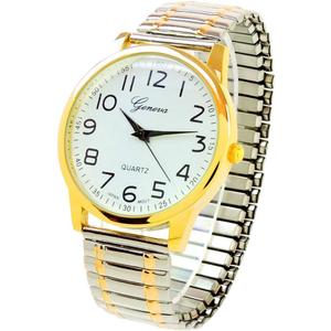 2Tone Large Face Easy to Read Stretch Band Watch