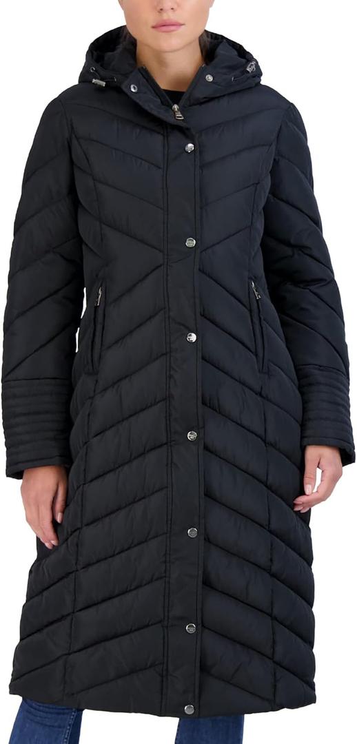 Madden Girl Women's Maxi Puffer Jacket - Long Quilted Puffer Coat (Sizes: S-3X) (Black)(Small)